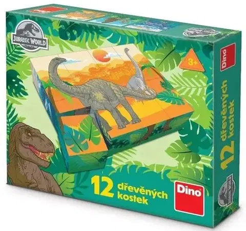 Obrázkové kocky Dino Toys Drevené kocky Jurská park 12 Dino
