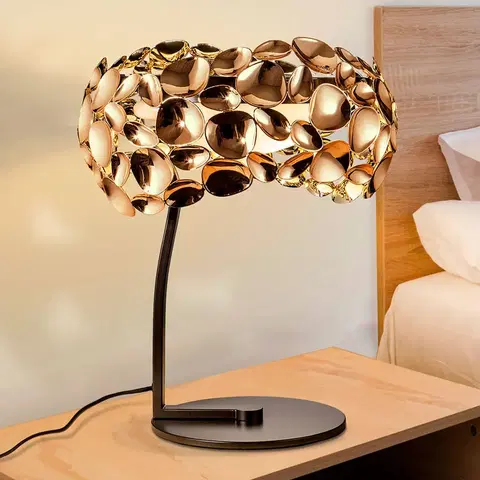 Lampy na nočný stolík Schuller Valencia Stolná LED lampa Narisa ružové zlato/hnedá