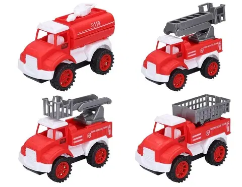 Hračky - autíčka WIKY - Autá hasičské sada 4ks 10,5cm