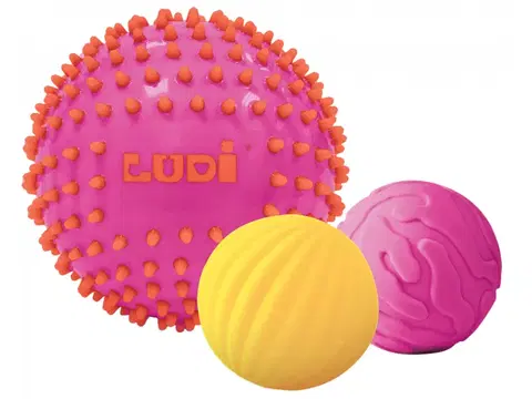 Hračky LUDI - Senzorické loptičky 3 ks ružové