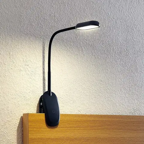 Stolové lampy s klipom PRIOS Prios Najari upínacia LED lampa, čierna