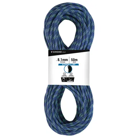 kemping Polovičné lano Rappel Alpinism na lezenie a horolezectvo 8,1 mm × 50 m modré