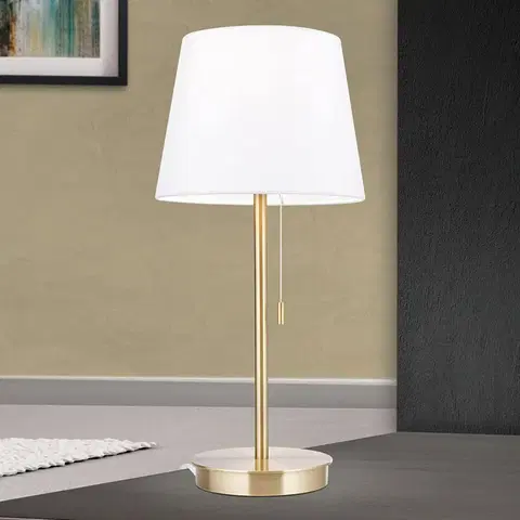 Lampy na nočný stolík Orion Stolná lampa Ludwig s USB portom biela/star mosadz