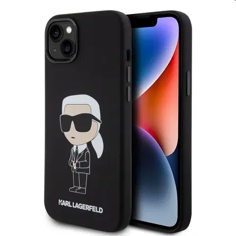 Puzdrá na mobilné telefóny Zadný kryt Karl Lagerfeld Liquid Silicone Ikonik NFT pre Apple iPhone 15, čierne 57983116789