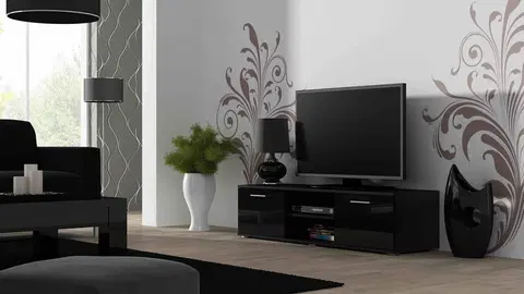 TV stolíky CAMA MEBLE Soho 140 tv stolík čierna / čierny lesk