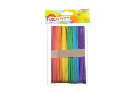 Kreatívne a výtvarné hračky WIKY - Drevené paličky farebné 15x1,8cm 50ks
