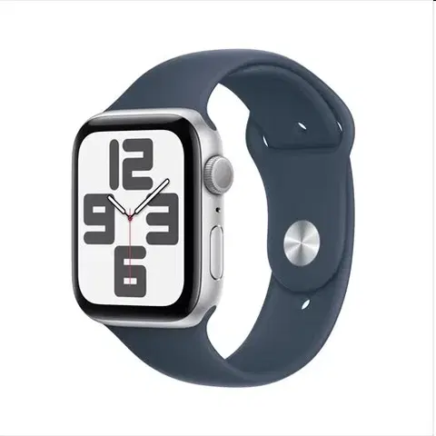 Inteligentné hodinky Apple Watch SE GPS 44mm Silver Aluminium Case with Storm Blue Sport Band - ML MREE3QCA