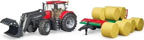 Hračky - dopravné stroje a traktory BRUDER - 03198 CASE IH Optum s prepravníkom na balíky