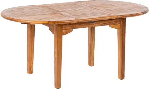Stolčeky DEOKORK Záhradný teakový stôl ovál ELEGANTE (rôzne dĺžky) 130/180x120 cm