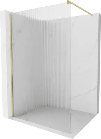 Sprchové dvere MEXEN/S - Kioto Sprchová zástena WALK-IN 100 x 200 cm, prúžky 8 mm, zlatá kartáčovaná 800-100-101-55-09