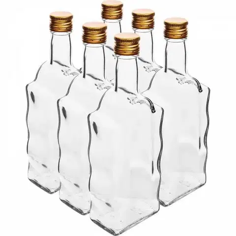 Shakery Kinekus Fľaša sklenená, hranatá, kláštorná, 500 ml, s uzáverom na závit