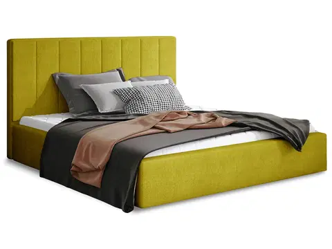 Postele NABBI Ante 180 čalúnená manželská posteľ s roštom žltá