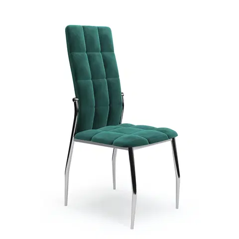 Jedálenské stoličky HALMAR K416 jedálenská stolička tmavozelená (Velvet) / chróm
