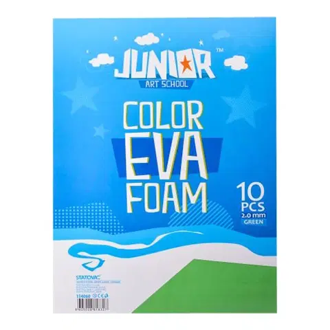 Kreatívne a výtvarné hračky JUNIOR-ST - Dekoračná pena A4 EVA zelená 2.0 mm, sada 10 ks