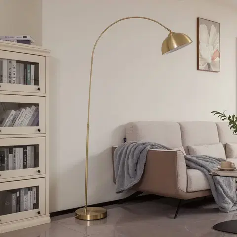Stojacie lampy do obývačky Lindby Lindby Lennart stojacia lampa mosadzná matná