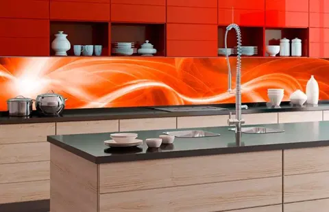 Tapety Samolepiaca fototapeta do kuchyne oranžový abstrakt