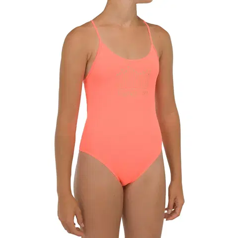 surf Dievčenské plavky Hiloe 100 jednodielne oranžové
