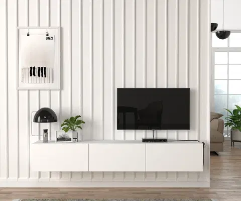 TV stolíky DOMEL TV stolík, biely s LED