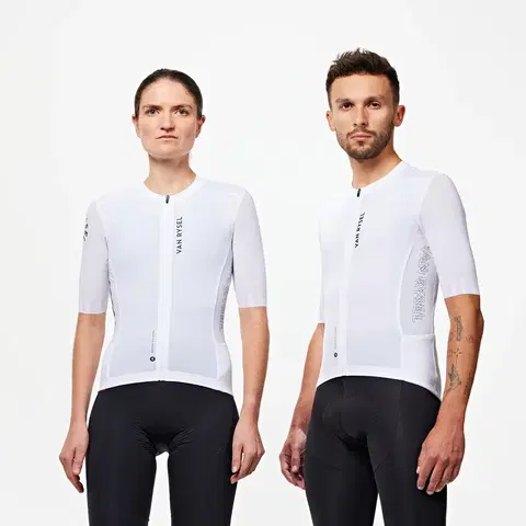 dresy Unisex letný cyklistický dres Racer 2 s krátkym rukávom biely