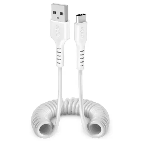 Dáta príslušenstvo SBS Kábel USB/USB-C špirálový, 1 m, biela TECABLETYPCS1W