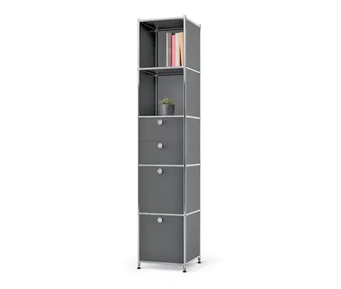Bookcases & Standing Shelves Kovová skrinka »CN3« s 2 výklopnými priečinkami a 2 zásuvkami, sivá