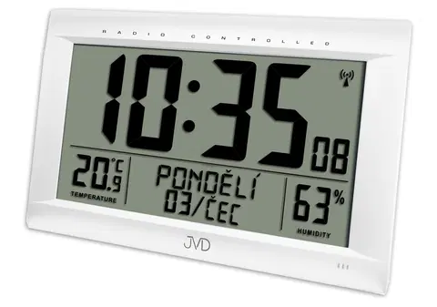 Hodiny Rádiom riadené digitálne hodiny s budíkom JVD strieborné RB9075.2, 41cm