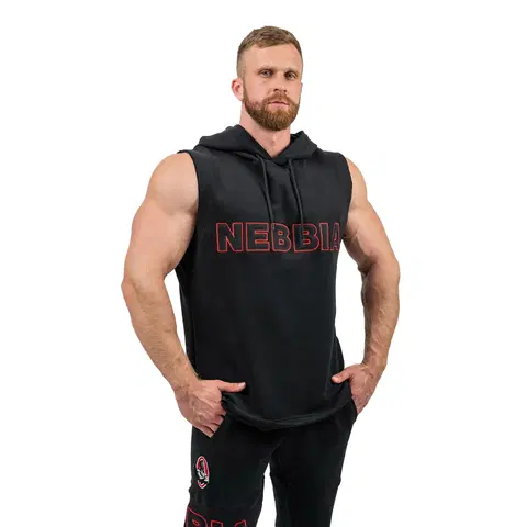 Pánske mikiny Mikina bez rukávov Nebbia Iron Beast 710 Black - L