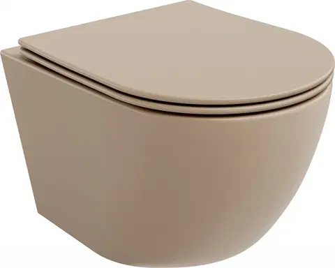 Záchody MEXEN - Lena Závesná WC misa Rimless vrátane sedátka s slow, Duroplast, cappuccino mat 30224064