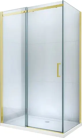 Vane MEXEN/S - Omega Sprchovací kút 130x70 cm, transparent, zlatý + vanička so sifónom 825-130-070-50-00-4010