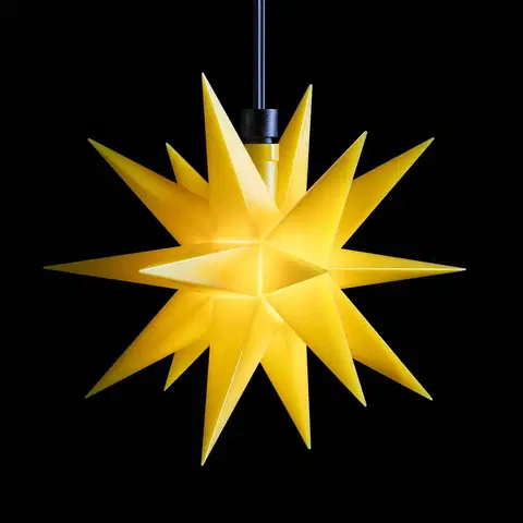 Vianočné svetelné hviezdy STERNTALER LED hviezda, exteriér 18-cípa Ø 12 cm batéria žltá