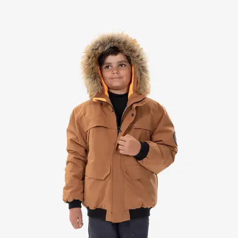 bundy a vesty Detská turistická bunda SH100 do -6,5 °C hrejivá a nepremokavá 7-15 rokov