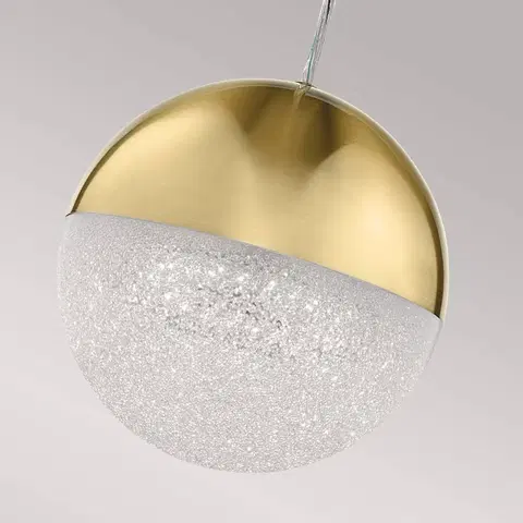 Závesné svietidlá Quintiesse Závesné svietidlo LED Moonlit v guľovitom tvare, zlaté