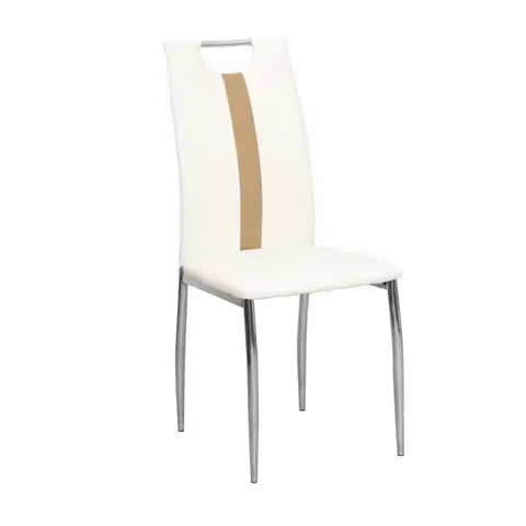 Jedálenské stoličky KONDELA Signa jedálenská stolička biela / béžová / chrómová