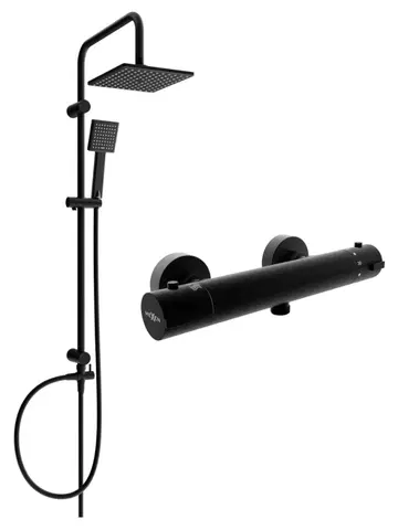 Sprchy a sprchové panely MEXEN/S - Tord sprchový stĺp vrátane sprchovej termostatickej batérie Kai, čierna 77100200-70
