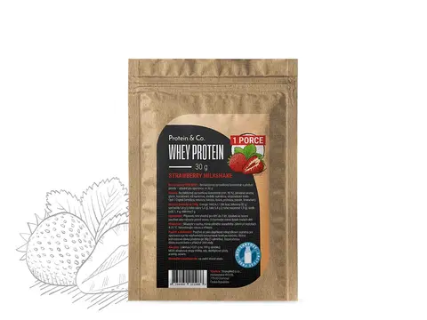 Športová výživa Protein & Co. Bezlaktózový CFM Whey - 1 porcia 30 g PRÍCHUŤ: Strawberry milkshake