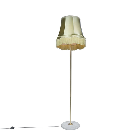 Stojace lampy Retro stojaca lampa mosadz s granátovým odtieňom zelená 45 cm - Kaso