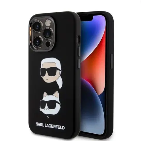 Puzdrá na mobilné telefóny Zadný kryt Karl Lagerfeld Liquid Silicone Karl and Choupette Heads pre Apple iPhone 15 Pro Max, čierna 57983116861