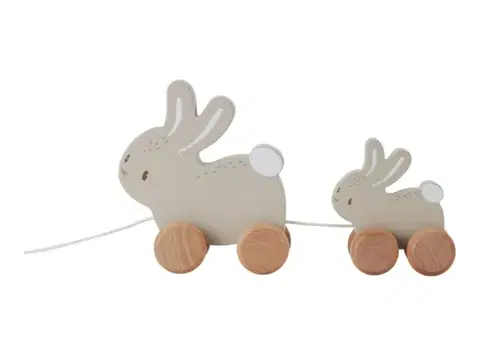Drevené hračky LITTLE DUTCH - Ťahacie králiky drevené Baby Bunny