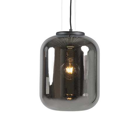 Zavesne lampy Dizajnové závesné svietidlo čierne s dymovým sklom - Bliss