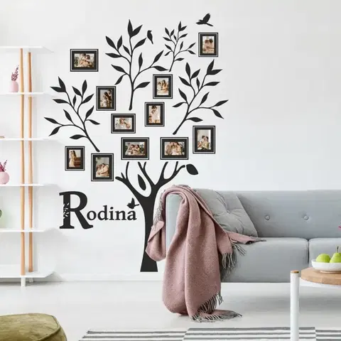 Nálepky na stenu Nálepky na stenu do obývačky - Rodinný strom s rámčekmi