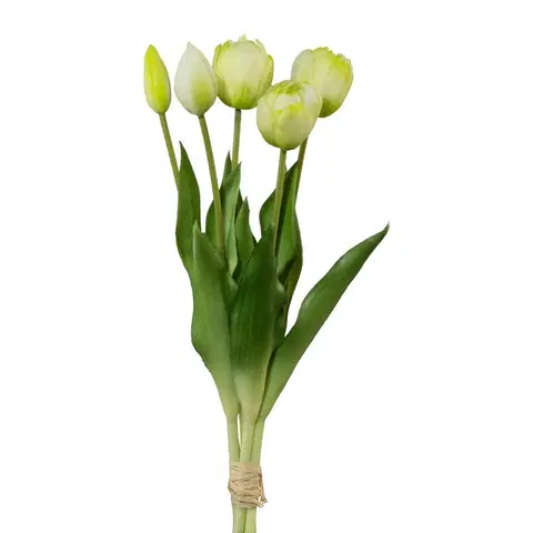 Kvety Umelý zväzok tulipánov 5 ks sv. biela, v. 38 cm