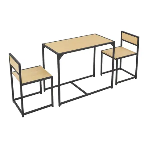 Jedálenské súpravy Juskys Súprava kuchynského stola so stolom a 2 stoličkami - svetlé prevedenie