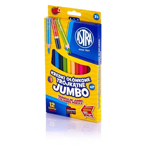 Hračky ASTRA - Trojhranné farbičky JUMBO 12ks + strúhadlo, 312110007