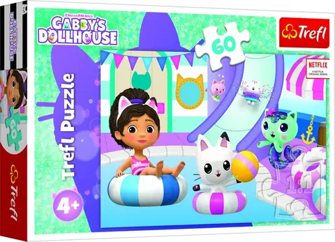 Hračky puzzle TREFL - Puzzle 60 - Gabby pri bazéne / Universal Gabby's Dollhouse
