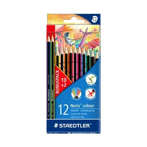 Hračky STAEDTLER - Farebné ceruzky, šesťhranné, STAEDTLER "Noris Colour", 10+2 rôznych farieb
