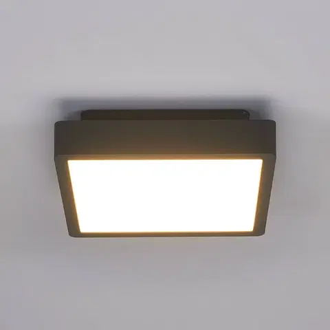 Vonkajšie stropné svietidlá Lucande Hranaté vonkajšie stropné LED svietidlo Talea