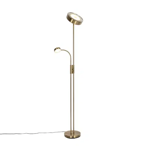 Stojace lampy Bronzová stojaca lampa vrátane LED a stmievača s lampou na čítanie - Kelso
