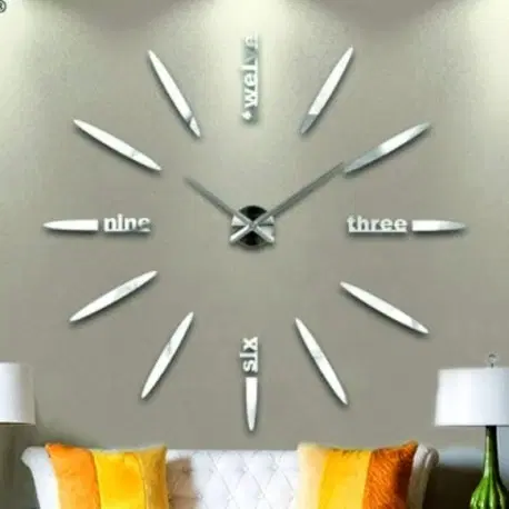 Hodiny 3D Nalepovacie hodiny DIY Clock BIG Twelve XL004si, strieborné 130cm