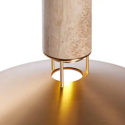Závesné svietidlá Carpyen LED závesné svietidlo Rebound travertín koža hnedá