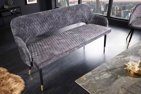 Lavice do jedálne LuxD Dizajnová lavica Laney 162 cm sivý zamat